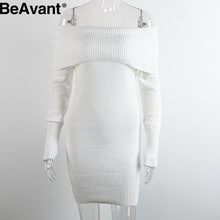 Load image into Gallery viewer, knitted slash neck dress